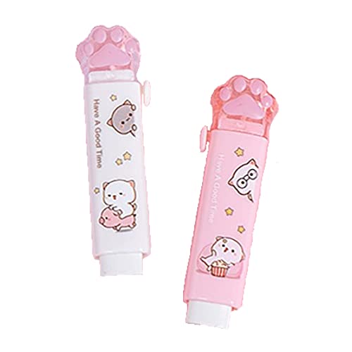 動物 ケース付き けしごむ レトロ ねこ ねずみ　匂い消しゴム plusnao スティック型消しゴム 替えゴム付き 猫 ネコ 肉球